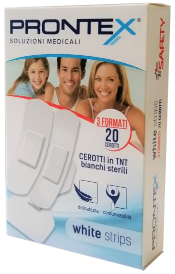 CEROTTO PRONTEX WHITE STRIPS IN TESSUTO NON TESSUTO BIANCO STERILE 3 FORMATI 20 PEZZI - farmaciabianca.it