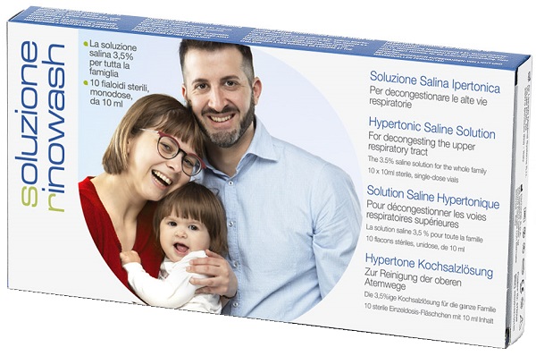 RINOWASH SOLUZIONE SALINA IPERTONICA PER PULIZIA NASO 10 FIALE RICHIUDIBILI X 10 ML - farmaciabianca.it