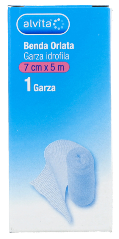 BENDA ORLATA GARZA IDROFILA ALVITA 7X500CM - farmaciabianca.it