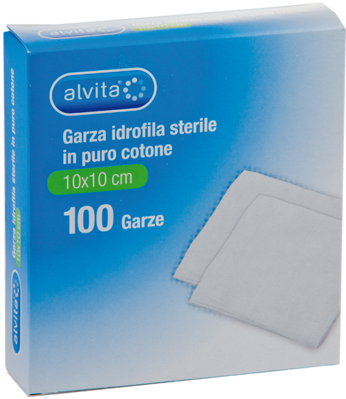 GARZA IDROFILA IN PURO COTONE ALVITA 10X10CM 100 PEZZI - farmaciabianca.it