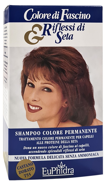 EUPHIDRA COLORE DI FASCINO & RIFLESSI DI SETA SHAMPOO COLORE PERMANENTE 55 CASTANO DORATO 120 ML - farmaciabianca.it