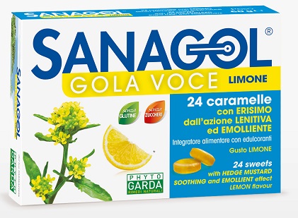 SANAGOL GOLA VOCE SENZA ZUCCHERO LIMONE 24 CARAMELLE - farmaciabianca.it