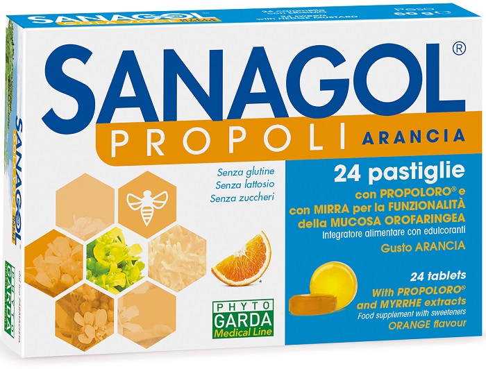 SANAGOL PROPOLI SENZA ZUCCHERO ARANCIA 24 CARAMELLE - farmaciabianca.it