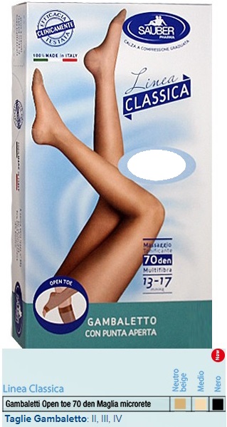 SAUBER GAMBALETTO OPEN TOE MAGLIA MICRORETE 70 DEN COLORE MEDIO TAGLIA 2 LINEA CLASSICA - farmaciabianca.it