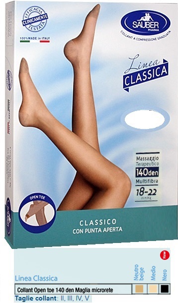 SAUBER COLLANT OPEN TOE MAGLIA MICRORETE 140 DEN COLORE NEUTRO BEIGE TAGLIA 2 LINEA CLASSICA - farmaciabianca.it