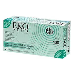 GUANTO IN LATTICE SUPERFICIE LISCIA TALCATO 100 PEZZI ARTICOLO EKO 7 - farmaciabianca.it