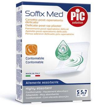 CEROTTO PIC SOFFIX MED IN TNT CON TAMPONE CENTRALE ASSORBENTE STERILE MONOUSO 5X7 CM ANTIBATTERICO 5 PEZZI - farmaciabianca.it