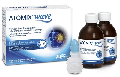 ATOMIX WAVE DISPOSITIVO PER IGIENE RINOFARINGEA ATOMIX SOLUZIONE SALINA 250 ML 2 PEZZI + TERMINALE NASALE + EROGATORE A SOFFIETTO - farmaciabianca.it