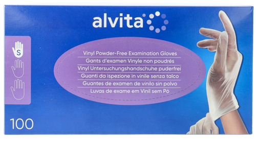 GUANTI DA ISPEZIONE ALVITA IN VINILE SENZA TALCO S 100 PEZZI - farmaciabianca.it