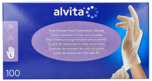 GUANTI DA ISPEZIONE ALVITA IN VINILE SENZA TALCO L 100 PEZZI - farmaciabianca.it