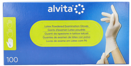 GUANTI DA ISPEZIONE ALVITA IN LATTICE TALCATI L 100 PEZZI - farmaciabianca.it