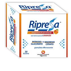 RIPRESA 30BUST 10G INTEGRATORE ALIMENTARE DI MAGNESIO E POTASSIO BUSTINE EFFERVESCENTI UTILE NEGLI STATI DI STANCHEZZA - farmaciabianca.it