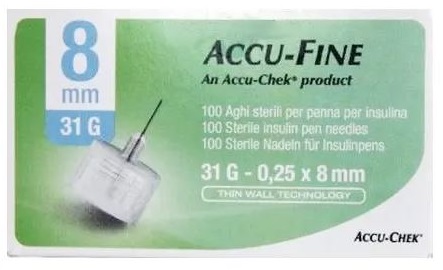 AGO PER PENNA DA INSULINA ACCU-FINE PEN NEEDLE ACCU-CHEK GAUGE 31 X 8MM 100 PEZZI - farmaciabianca.it