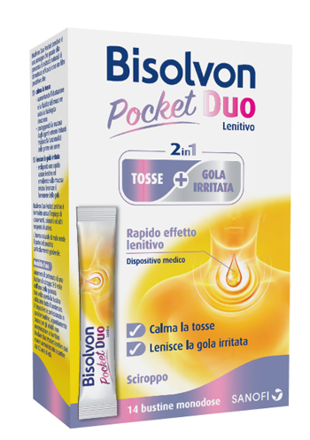 BISOLVON DUO POCKET LENITIVO TOSSE + GOLA IRRITATA A BASE DI MIELE E ALTEA 14 BUSTINE MONODOSE 10 ML - farmaciabianca.it