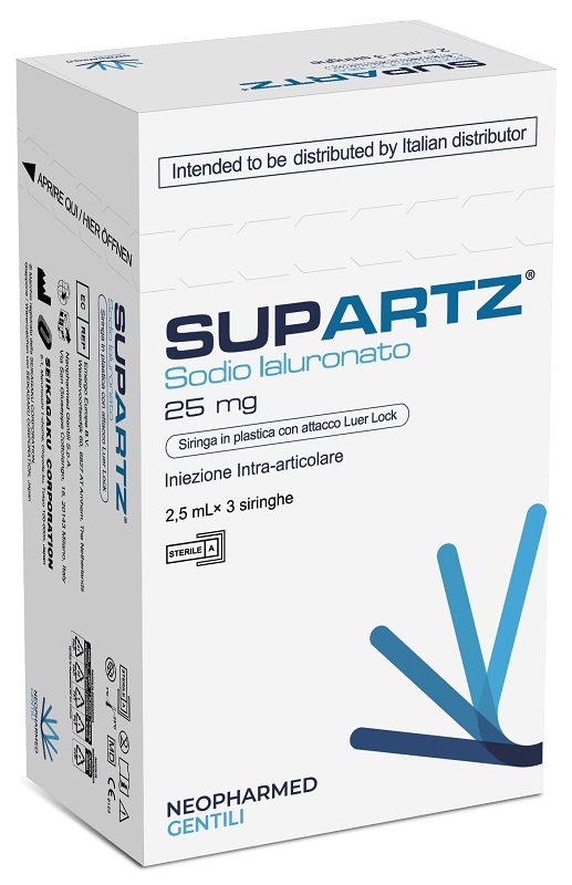 SIRINGA PRERIEMPITA INTRA-ARTICOLARE SUPARTZ ACIDO IALURONICO 25 MG 2,5 ML 3 PEZZI - farmaciabianca.it