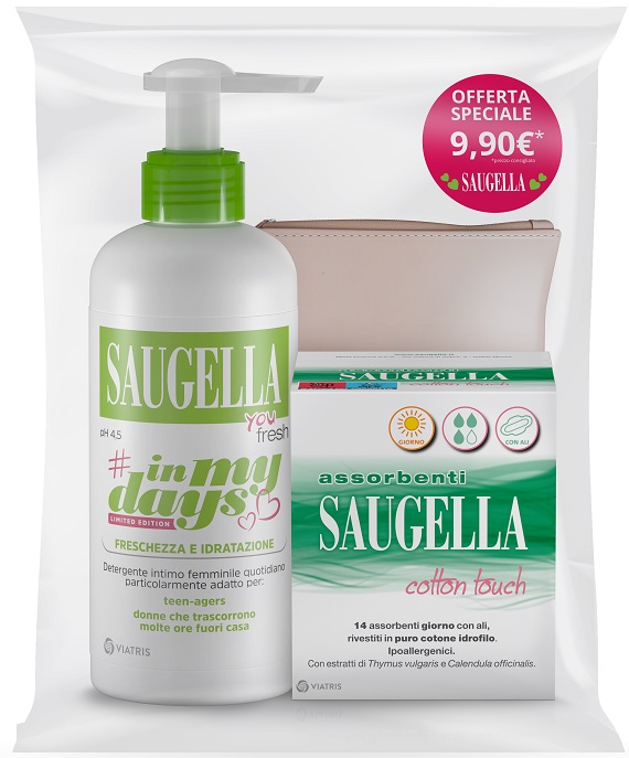 SAUGELLA IN MY DAYS BUNDLE YOU FRESH + ASSORBENTI GIORNO 14 PEZZI + PORTA ASSORBENTI - farmaciabianca.it