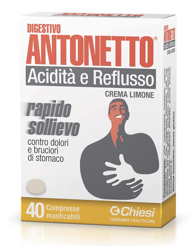 DIGESTIVO ANTONETTO ACIDITA' E REFLUSSO CREMA AL LIMONE 40 COMPRESSE MASTICABILI - farmaciabianca.it