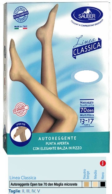 SAUBER AUTOREGGENTE OPEN TOE MAGLIA MICRORETE 70 DEN COLORE MEDIO TAGLIA 4 LINEA CLASSICA - farmaciabianca.it