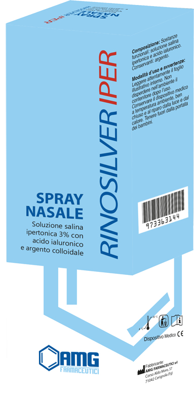 RINOSILVER SOLUZIONE SALINA IPERTONICA 3% CON ACIDO IALURONICO E ARGENTO COLLOIDALE SPRAY NASALE 20 ML - farmaciabianca.it