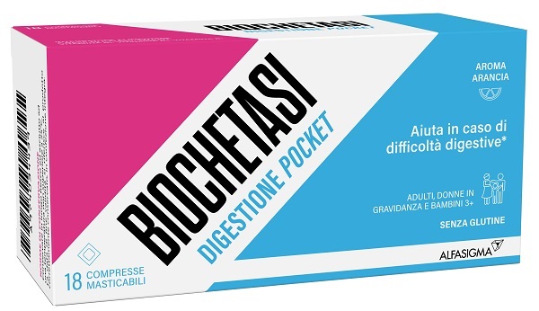 BIOCHETASI DIGESTIONE POCKET 18 COMPRESSE MASTICABILI - farmaciabianca.it