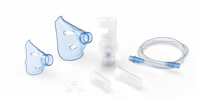 SOFFIO CUBE KIT ACCESSORI RICAMBIO CON AMPOLLA, BOCCAGLIO E FOCELLA NASALE, MASCHERA PEDIATRICA E ADULTI, TUBELLO E FILTRI DI RICAMBIO E BORSA PORTA ACCESSORI - farmaciabianca.it