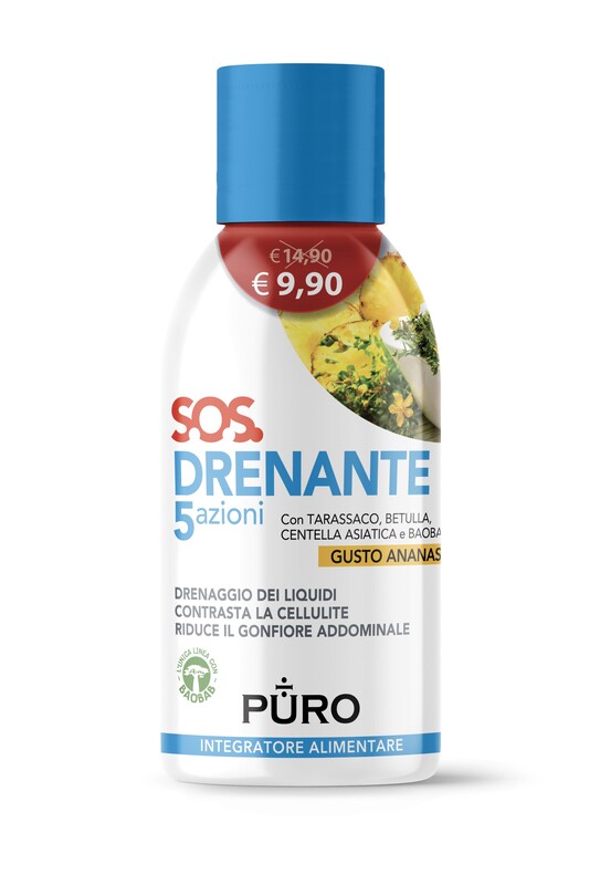 PURO DRENANTE 5 AZIONI CON BAOBAB GUSTO ANANAS 500 ML - farmaciabianca.it