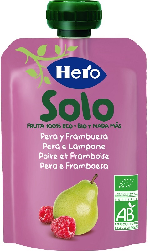 HERO SOLO FRUTTA FRULLATA 100% BIO PERA E LAMPONE 100 G - farmaciabianca.it