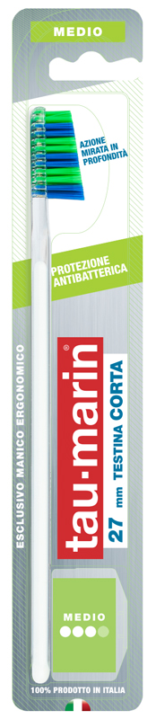 TAUMARIN PROFESSIONAL SPAZZOLINO 27 MEDIO TESTINA CORTA PROTEZIONE ANTIBATTERICA - farmaciabianca.it