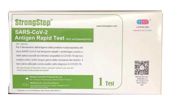 TEST ANTIGENICO RAPIDO COVID-19 STRONGSTEP AUTODIAGNOSTICO DETERMINAZIONE QUALITATIVA ANTIGENI SARS-COV-2 IN TAMPONI NASALI/OROFARINGEI/SALIVA MEDIANTE IMMUNOCROMATOGRAFIA - farmaciabianca.it