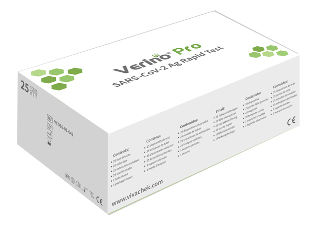 TEST ANTIGENICO RAPIDO COVID-19 VERINO PRO DETERMINAZIONE QUALITATIVA ANTIGENI SARS-COV-2 IN TAMPONI NASALI/NASOFARINGEI/OROFARINGEI MEDIANTE IMMUNOCROMATOGRAFIA 25 PEZZI USO PROF - farmaciabianca.it