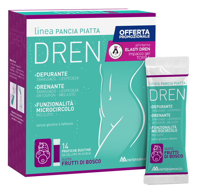 PANCIA PIATTA DREN FRUTTI DI BOSCO 14 BUSTINE STICK PACK + TORBA DRENANTE - farmaciabianca.it