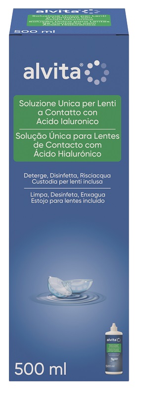 SOLUZIONE UNICA LENTI A CONTATTO CON ACIDO IALURONICO ALVITA 500 ML - farmaciabianca.it