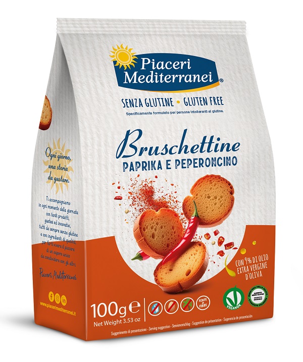 PIACERI MEDITERRANEI BRUSCHETTINE PAPRIKA E PEPERONCINO 100 G - farmaciabianca.it